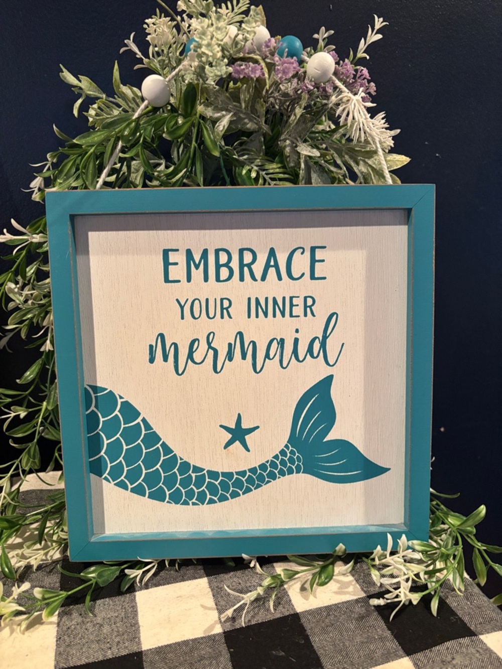 Embrace Your Inner Mermaid Teal Wood Decor
